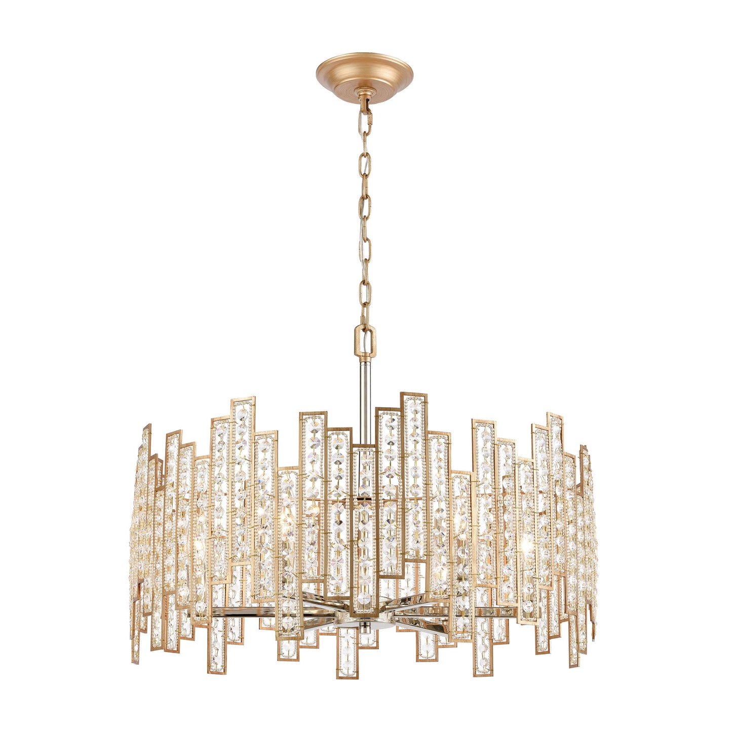 Equilibrium 6-Light Chandelier in Matte Gold with Clear Crystal ELK Lighting | Chandeliers | Modishstore