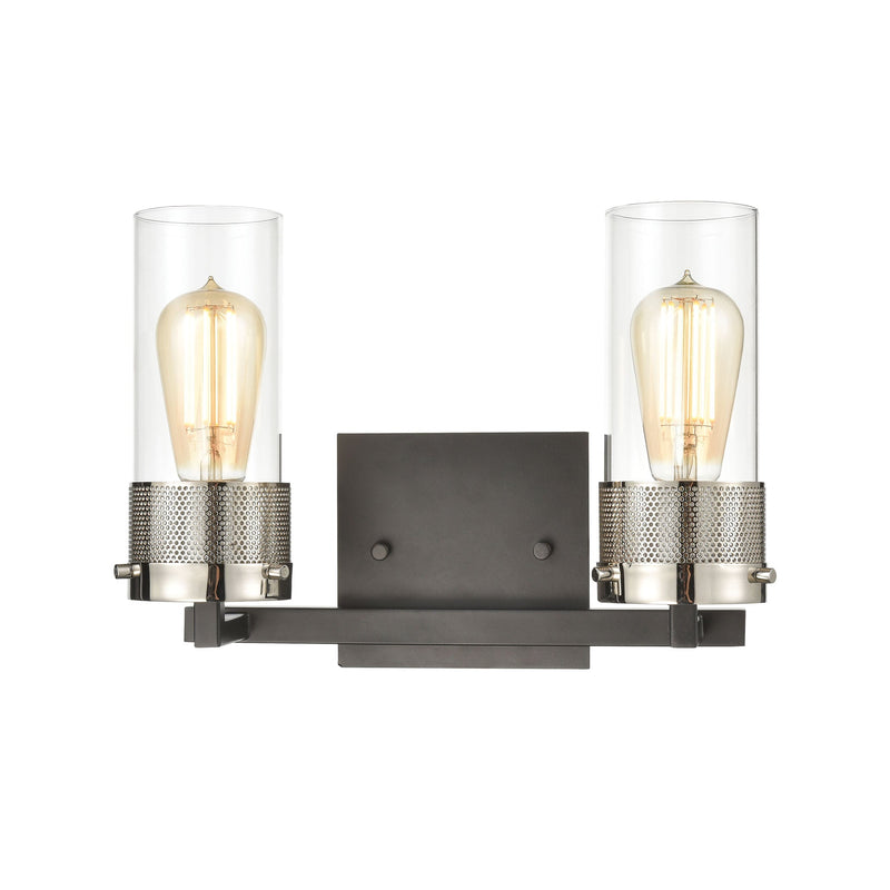 Bergenline 2-Light Vanity Light in Matte Black with Clear Glass ELK Lighting | Vanity Light | Modishstore