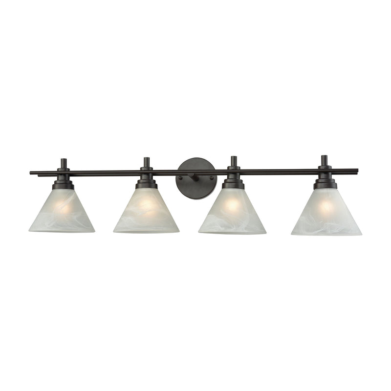 Pemberton 4-Light Vanity Lamp in Oil Rubbed Bronze with White Marbleized Glass ELK Lighting | Vanity Light | Modishstore