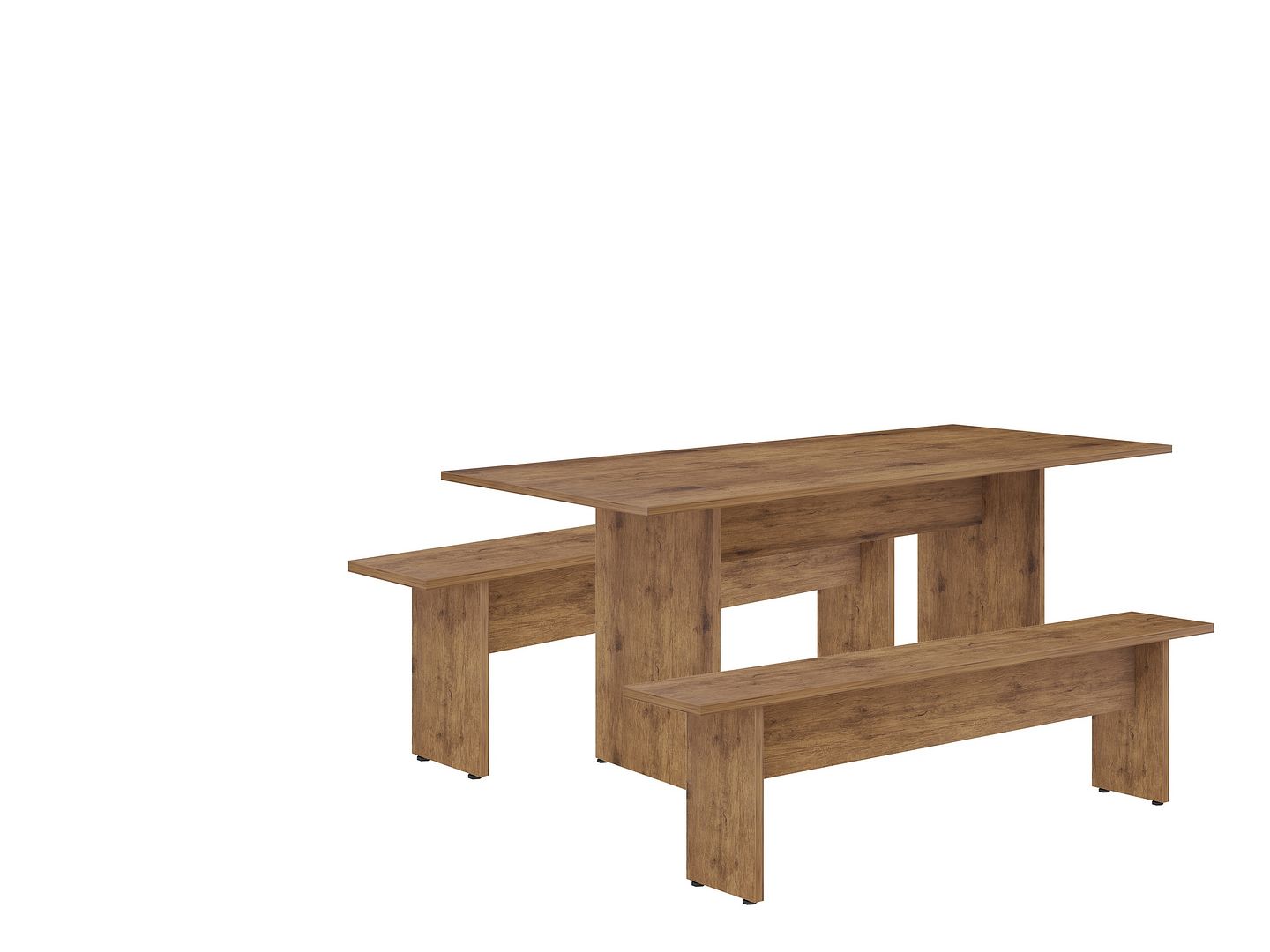 Manhattan Comfort NoMad 67.91 Rustic Country Dining Set of 3 in Nature | Dining Sets | Modishstore-2