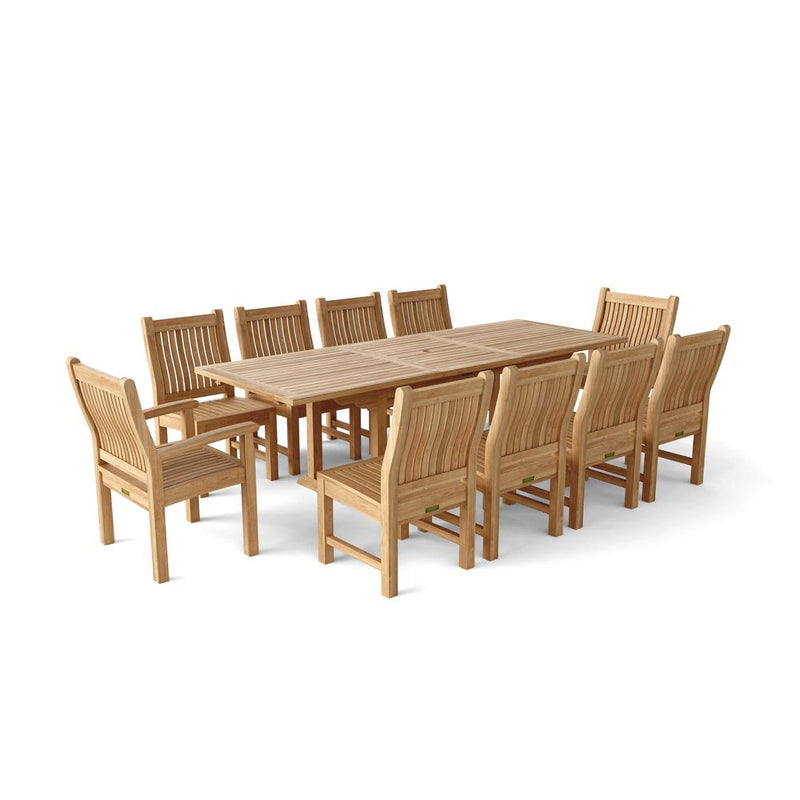 Bahama Sahara 11-Pieces 8' Rectangular Dining Set By Anderson Teak | Outdoor Dining Sets | Modishstore