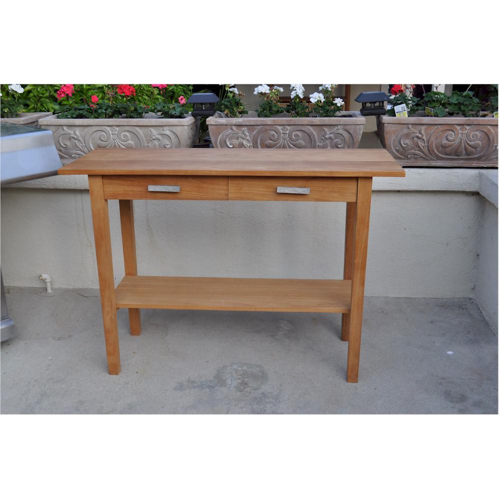 Atlanta Rectangular Serving Table W/ 2 Drawers And 1 Shelf By Anderson Teak | Outdoor Tables | Modishstore - 2