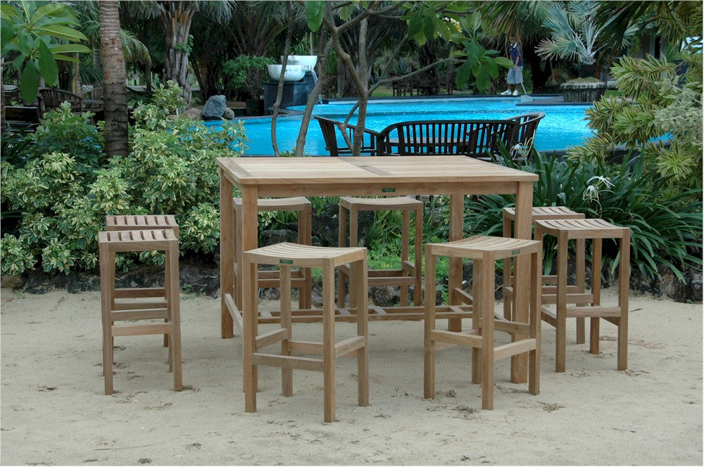 Windsor Montego 9-Pieces Square Bar Set By Anderson Teak | Bar Stools & Table | Modishstore