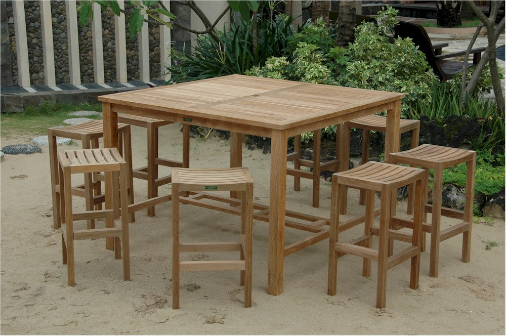 Windsor Montego 9-Pieces Square Bar Set By Anderson Teak | Bar Stools & Table | Modishstore - 2