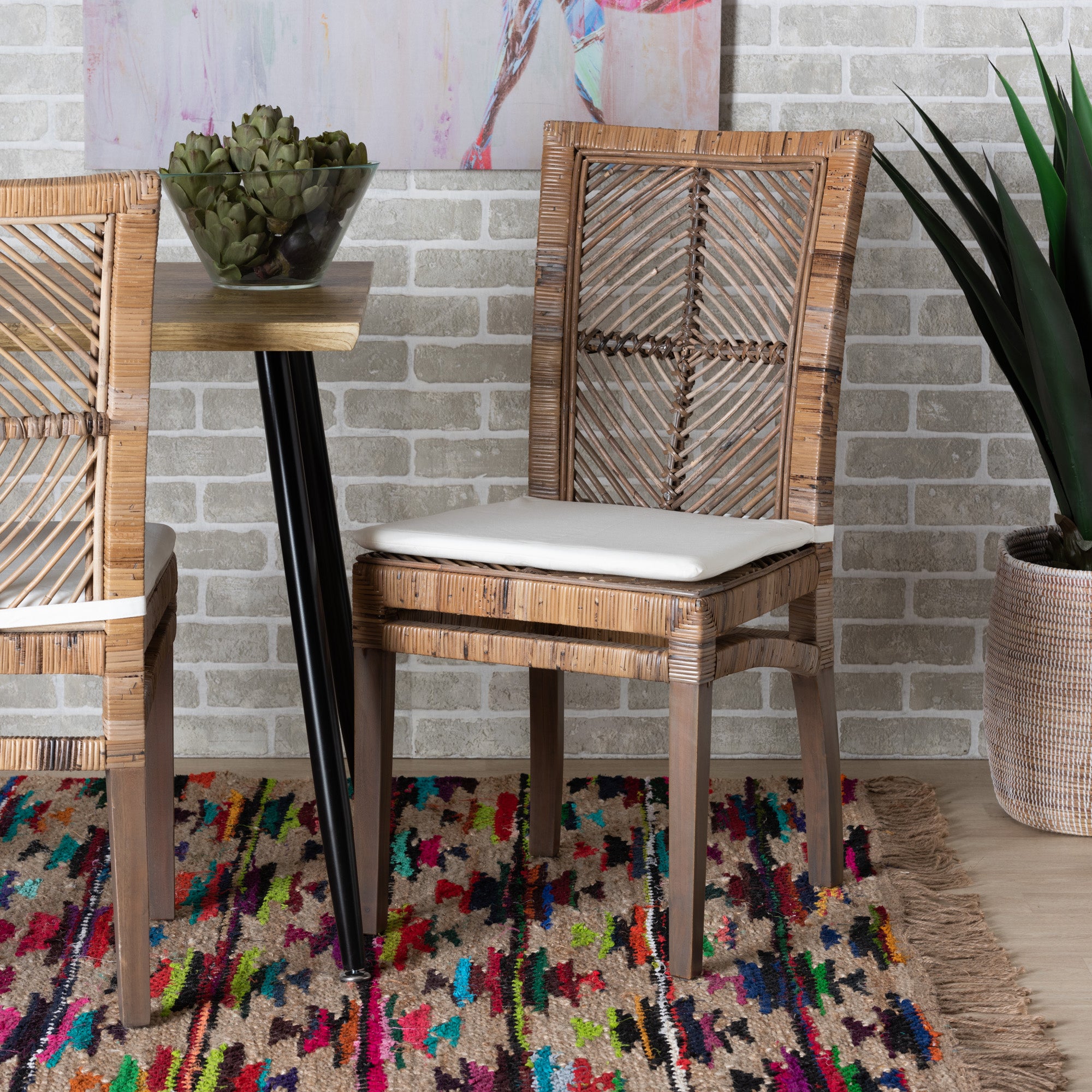 Baxton Studio Laluna Modern Bohemian Grey Natural Rattan And