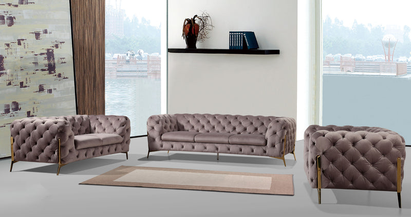 Divani Casa Sheila Modern Silver Fabric Sofa Set | Sofas | Modishstore - 1