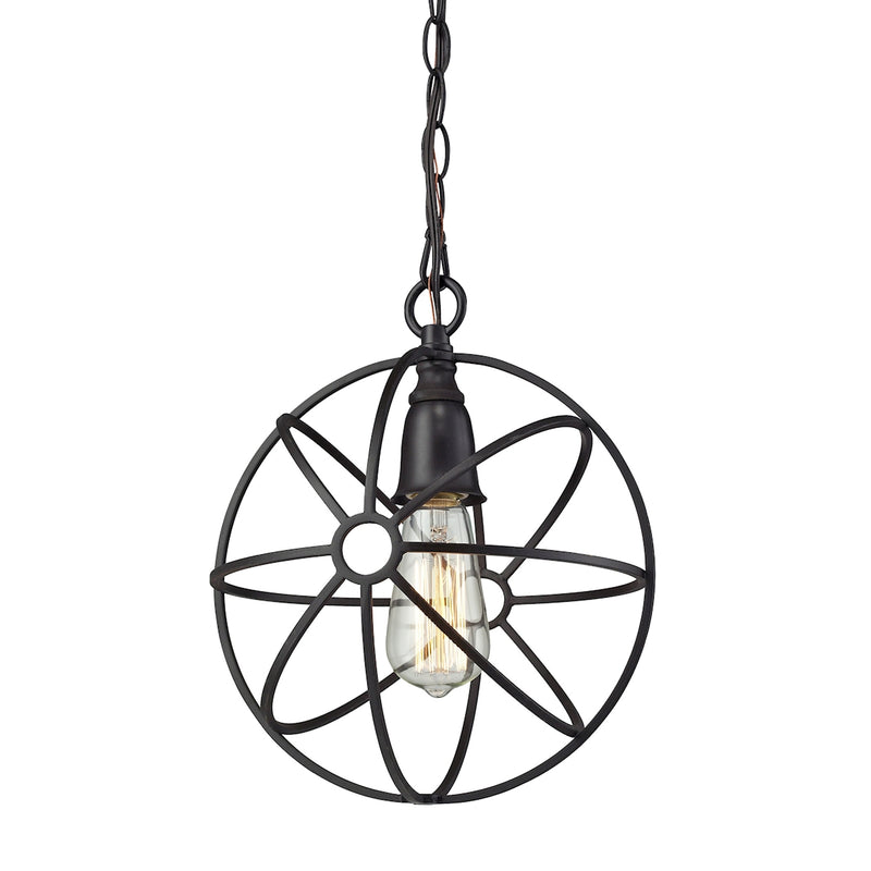 Yardley 1-Light Mini Pendant in Oil Rubbed Bronze with Wire Cage ELK Lighting 14241/1 | Pendant Lamps | Modishstore