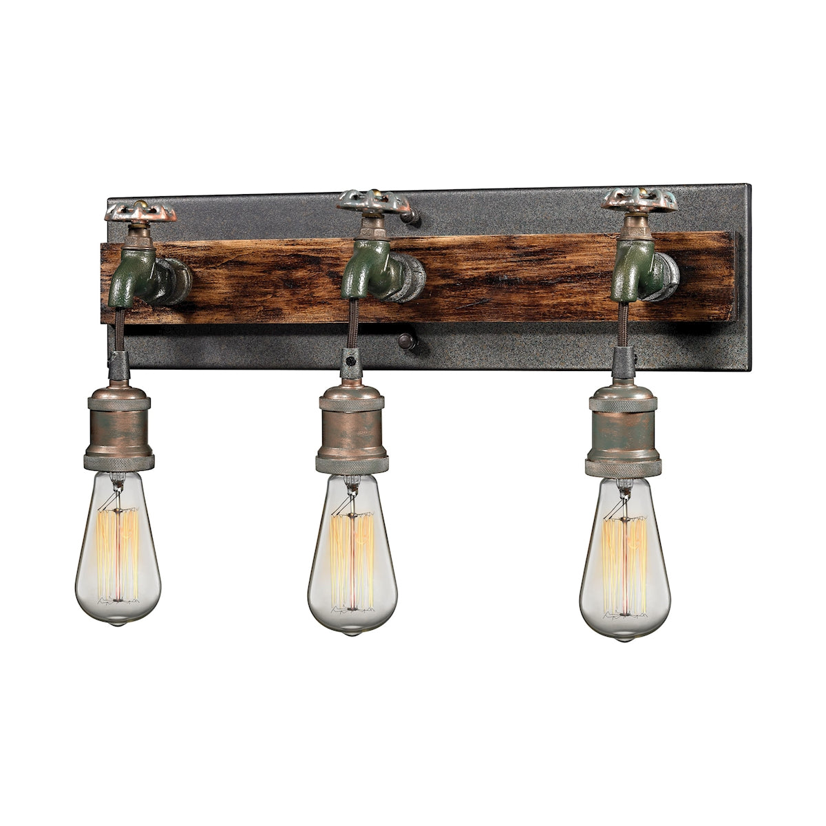 Jonas 3-Light Vanity Lamp in Multi-Tone Weathered with Faucet Motif ELK Lighting | Vanity Light | Modishstore