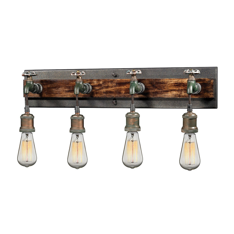 Jonas 4-Light Vanity Lamp in Multi-Tone Weathered with Faucet Motif ELK Lighting | Vanity Light | Modishstore