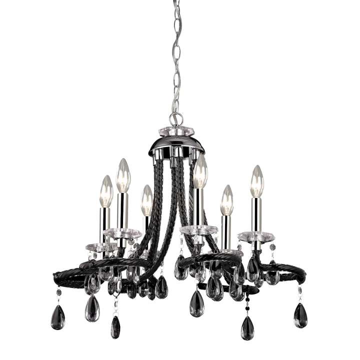 6-Light Mini Chandelier in Black Acrylic ELK Home | Chandeliers | Modishstore