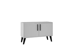 Manhattan Comfort Mid-Century- Modern Amsterdam Double Side Table 2.0 with 3 Shelves in White