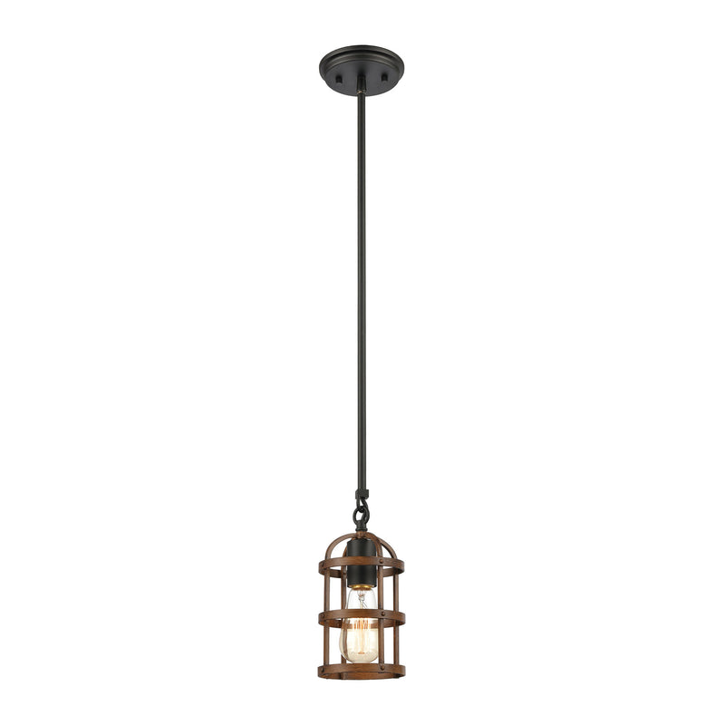 Millville 1-Light Mini Pendant in Oil Rubbed Bronze and Dark Oak by ELK Lighting | Modishstore | Pendant Lamps