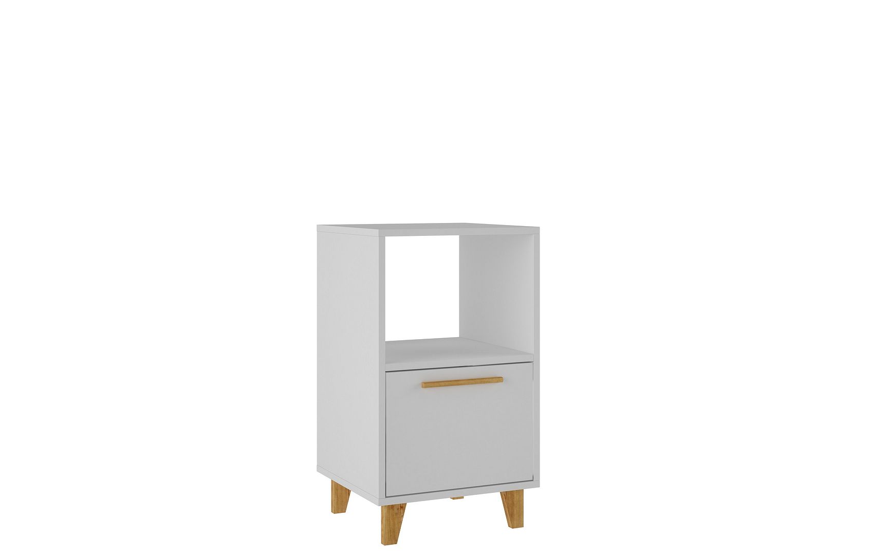 Manhattan Comfort Mid-Century - Modern Herald Nightstand with 1 Shelf in White | Nightstands | Modishstore-2