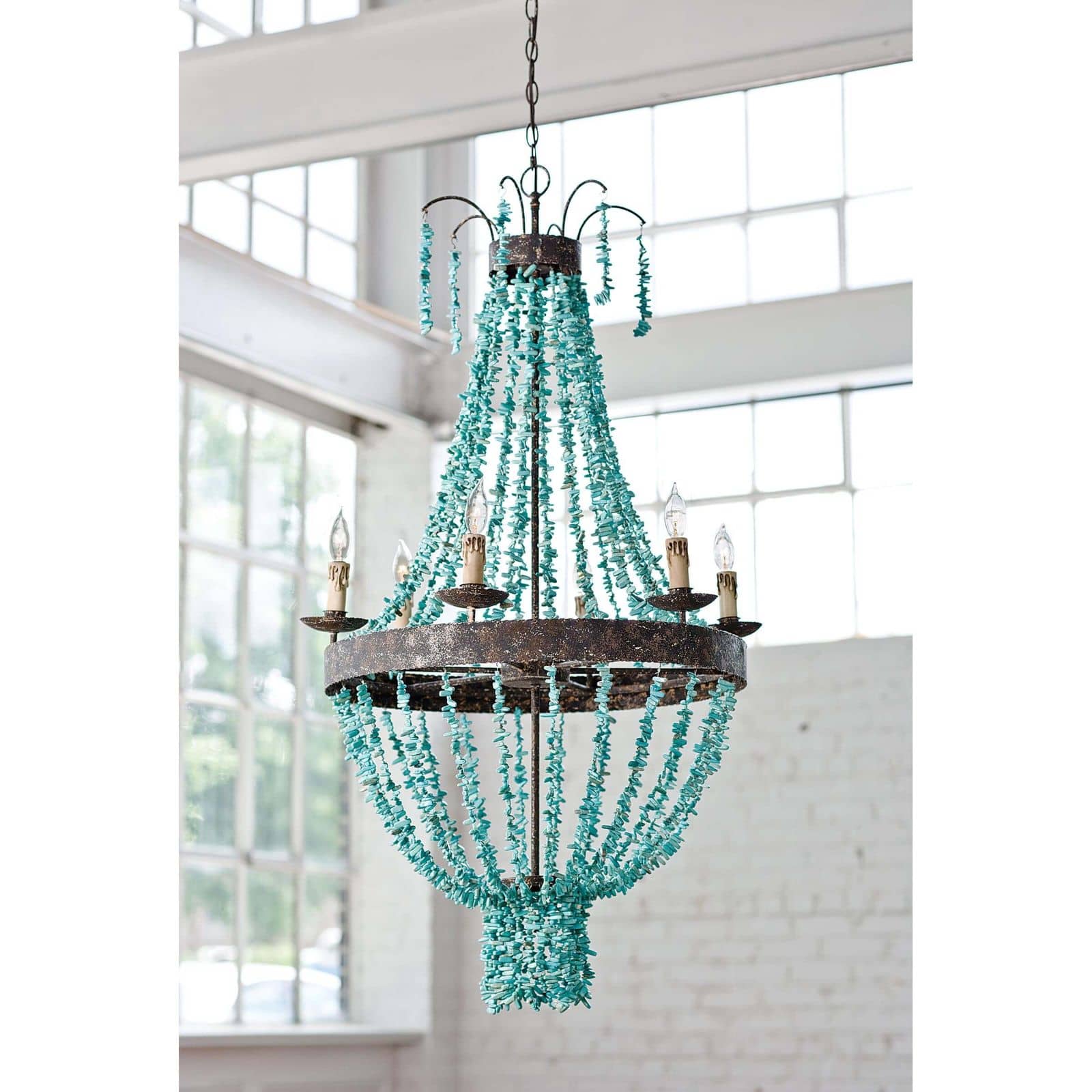 Beaded Turquoise Chandelier By Regina Andrew | Chandeliers | Modishstore