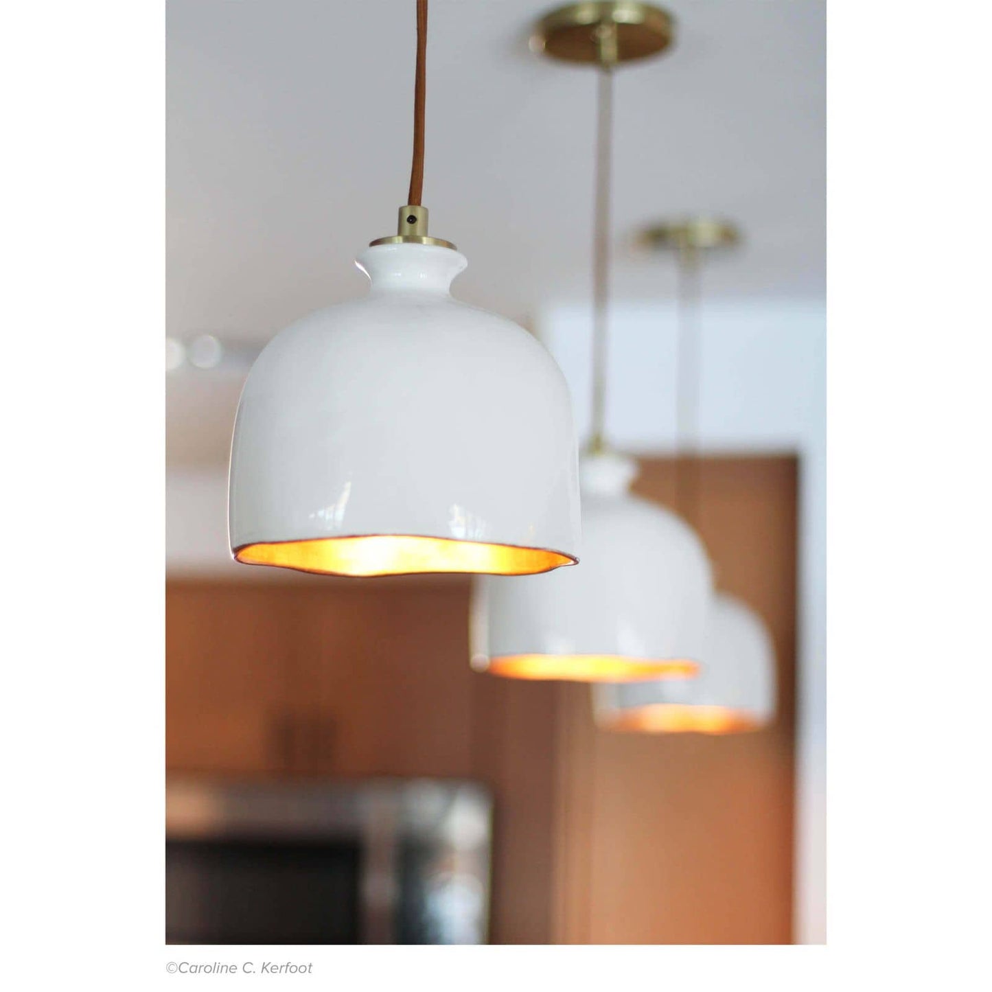 Bianca Ceramic Pendant Gloss White And Gold By Regina Andrew | Pendant Lamps | Modishstore