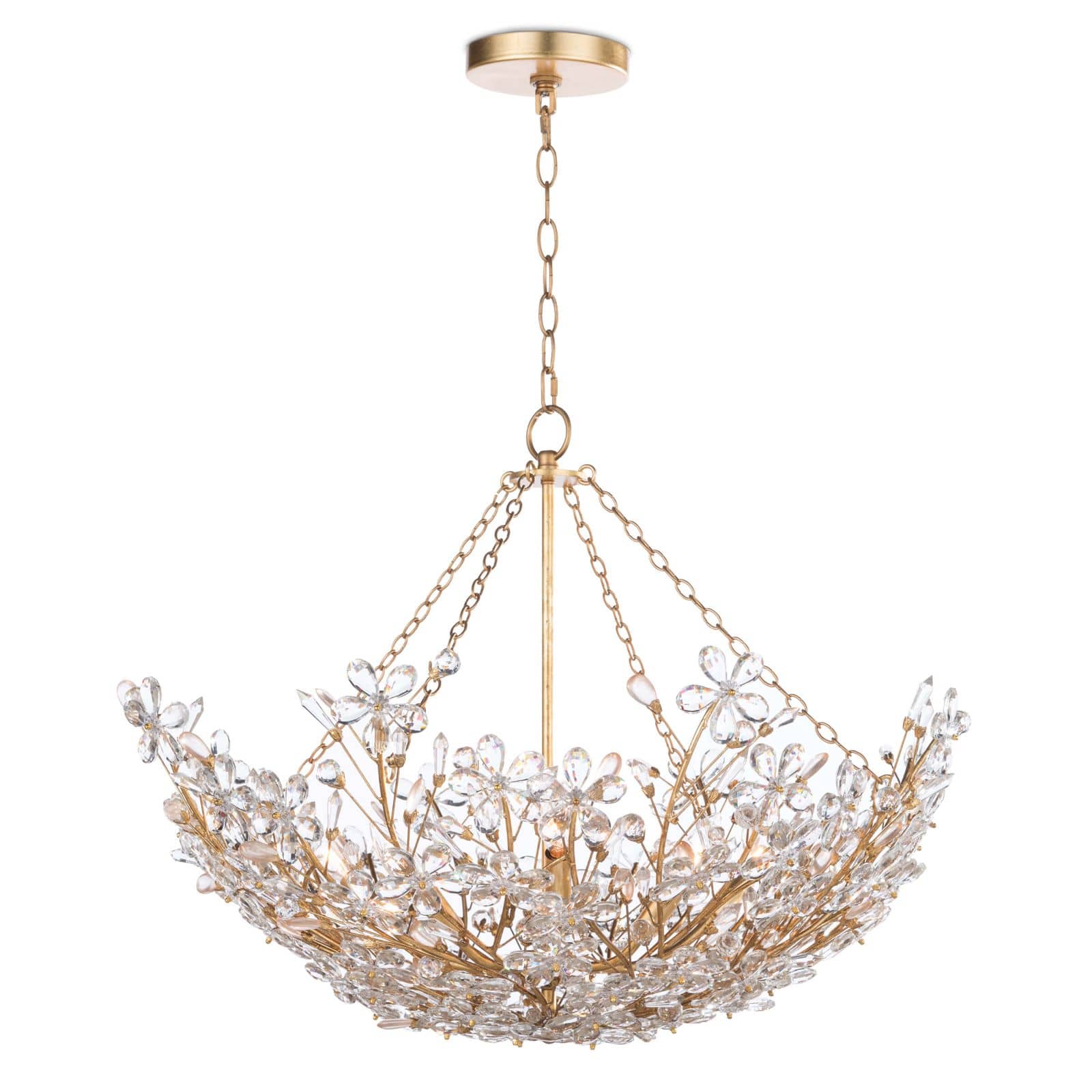 Cheshire Basin Chandelier Gold Leaf By Regina Andrew | Chandeliers | Modishstore - 2