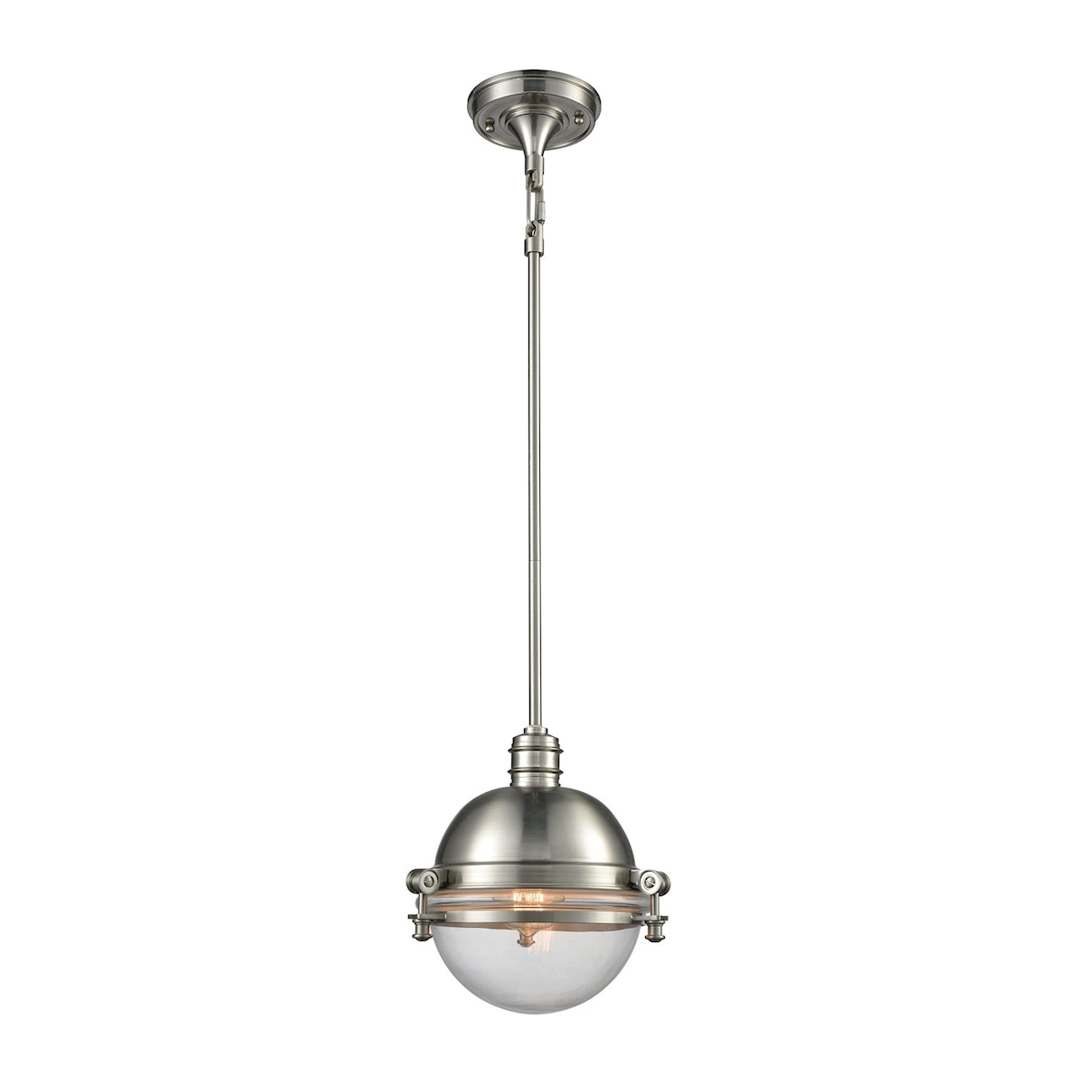 ELK Riley 1-Light Mini Pendant in Satin Nickel with Clear Glass ELK Lighting 16060/1 | Pendant Lamps | Modishstore