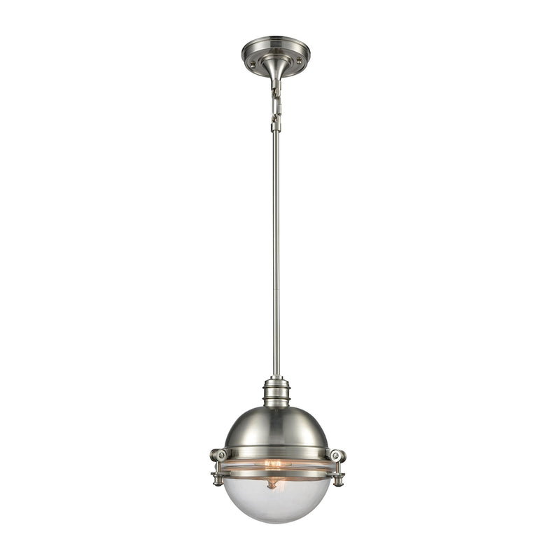 ELK Riley 1-Light Mini Pendant in Satin Nickel with Clear Glass ELK Lighting 16060/1 | Pendant Lamps | Modishstore