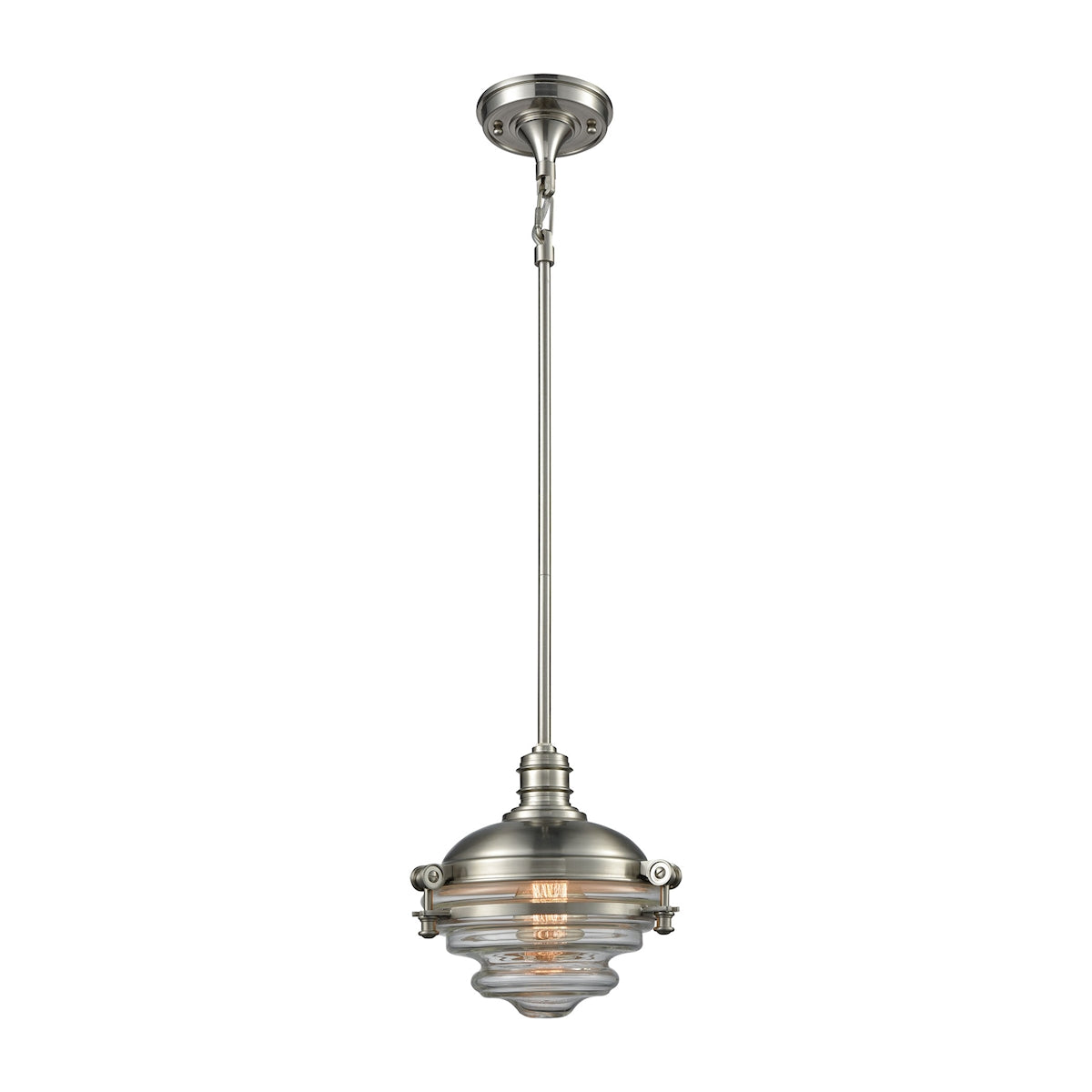 ELK Riley 1-Light Mini Pendant in Satin Nickel with Clear Glass ELK Lighting 16061/1 | Pendant Lamps | Modishstore