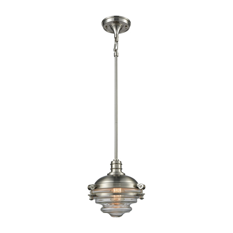 ELK Riley 1-Light Mini Pendant in Satin Nickel with Clear Glass ELK Lighting 16061/1 | Pendant Lamps | Modishstore