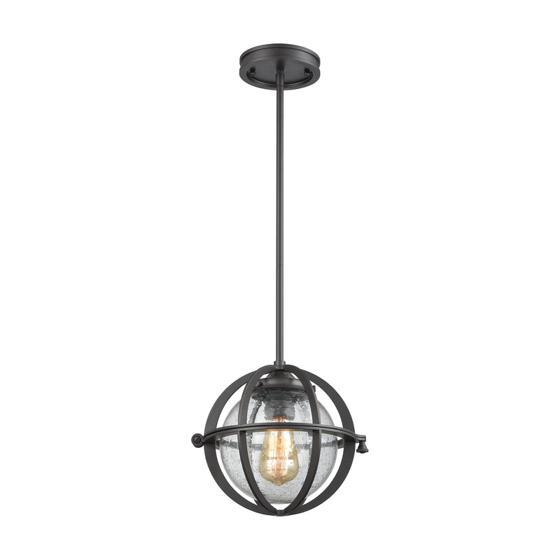 Aubridge 1-Light Mini Pendant in Oil Rubbed Bronze with Clear Seedy Blown Glass ELK Lighting | Pendant Lamps | Modishstore