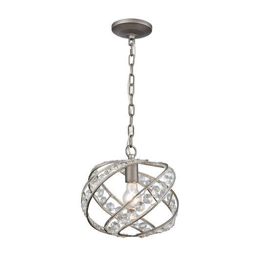 Renaissance 1-Light Mini Pendant in Weathered Zinc with Crystal ELK Lighting | Pendant Lamps | Modishstore