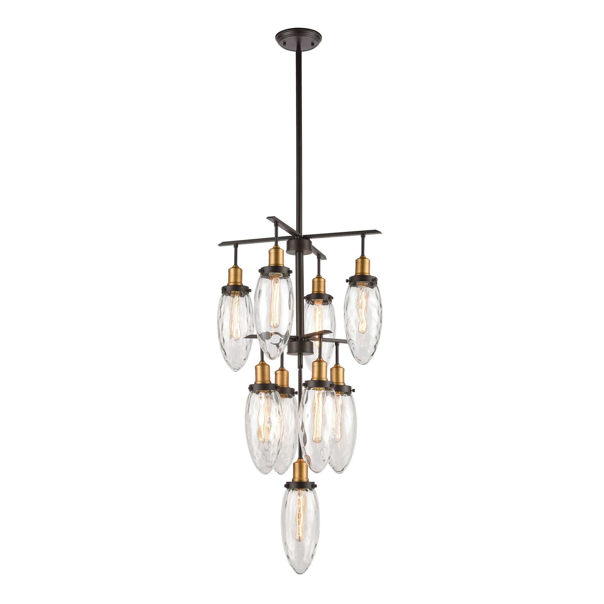 Shinzu 9-Light Chandelier in Oil Rubbed Bronze with Clear Water Glass ELK Lighting | Chandeliers | Modishstore