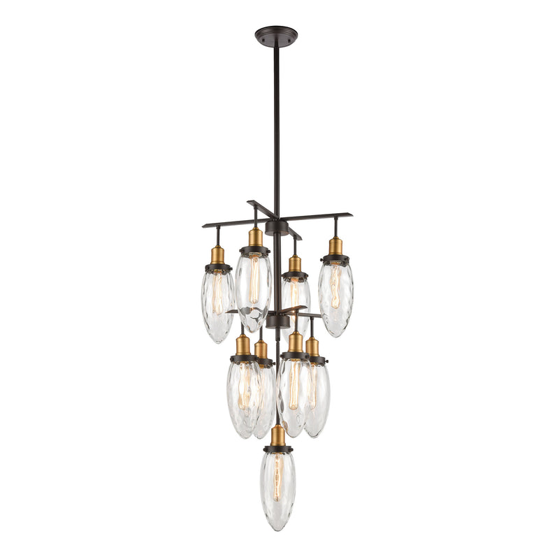 Shinzu 9-Light Chandelier in Oil Rubbed Bronze with Clear Water Glass ELK Lighting | Chandeliers | Modishstore