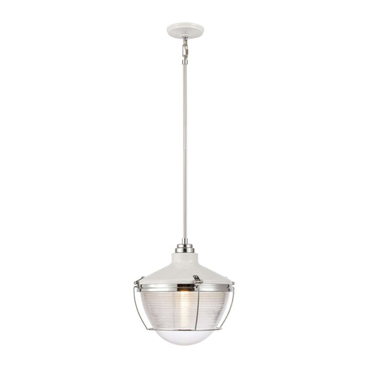 Seaway Passage 1-Light pendant in White / Polished Chrome ELK Lighting | Pendant Lamp | Modishstore