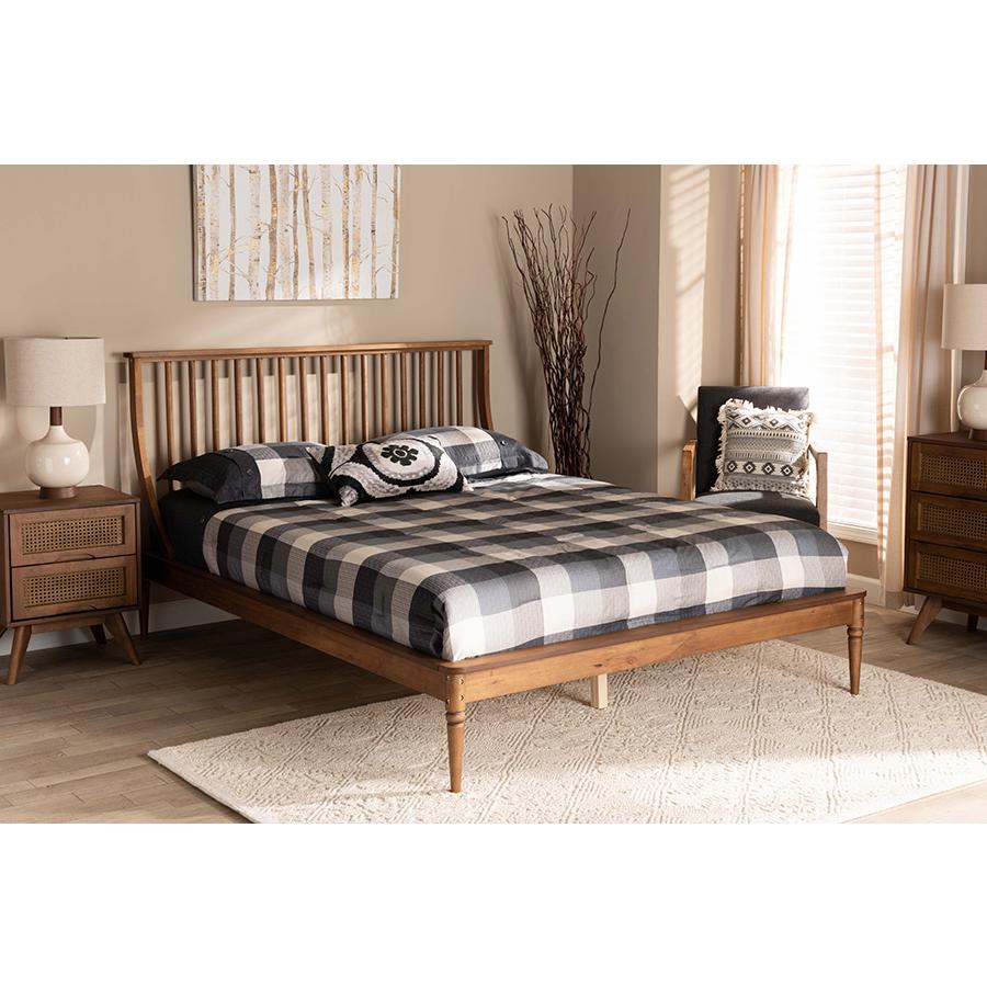 Baxton Studio Abel Classic and Traditional Transitional Walnut Brown Finished Wood Full Size Platform Bed | Beds | Modishstore