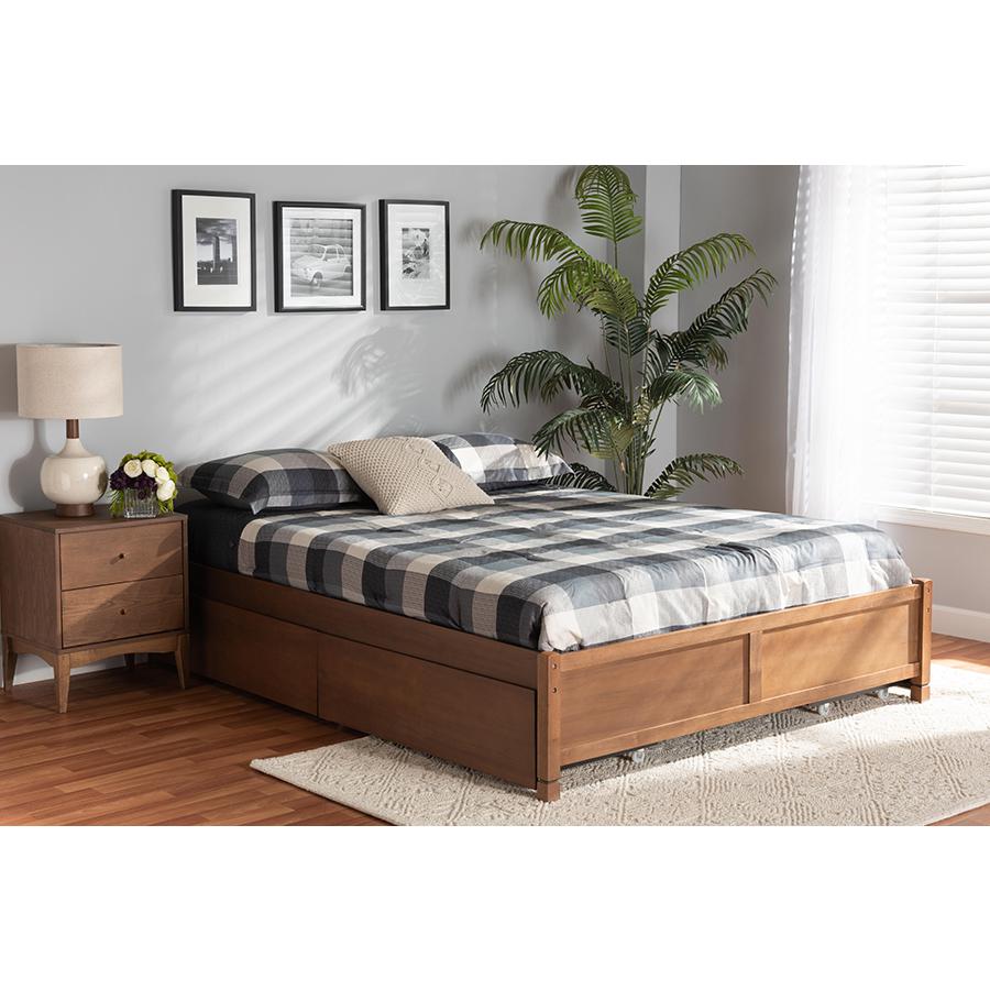 Baxton Studio Yara Modern and Contemporary Walnut Brown Finished Wood Full Size 4-Drawer Platform Storage Bed Frame | Beds | Modishstore - 2