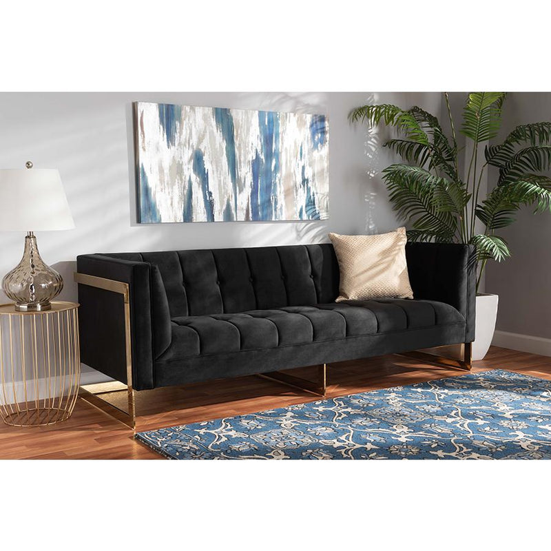 Baxton Studio Ambra Glam and Luxe Black Velvet Upholstered and