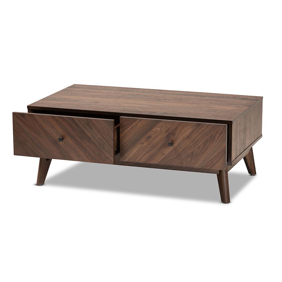 Baxton Studio Hartman Mid Century Modern Walnut Brown Finished