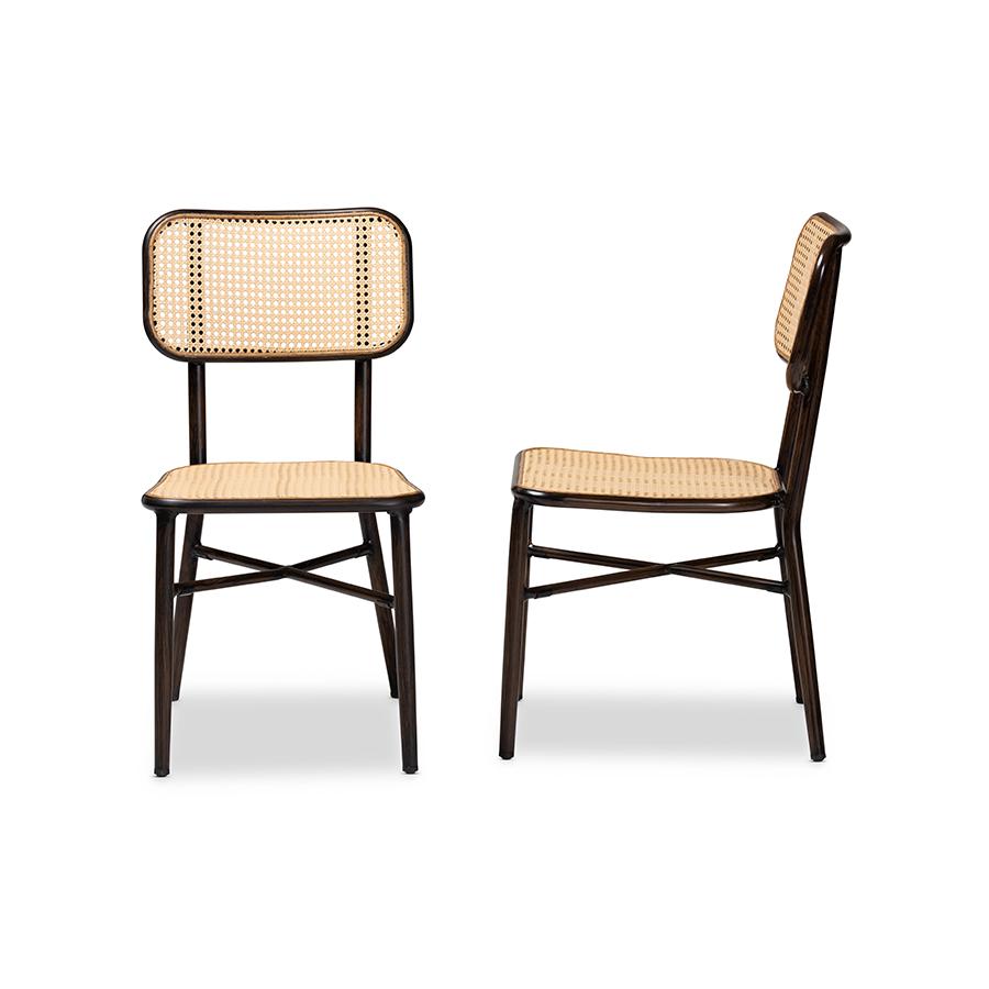 Baxton Studio Ivora Modern Bohemian Natural Brown Rattan 2-Piece Dining Chair Set | Dining Chairs | Modishstore - 3