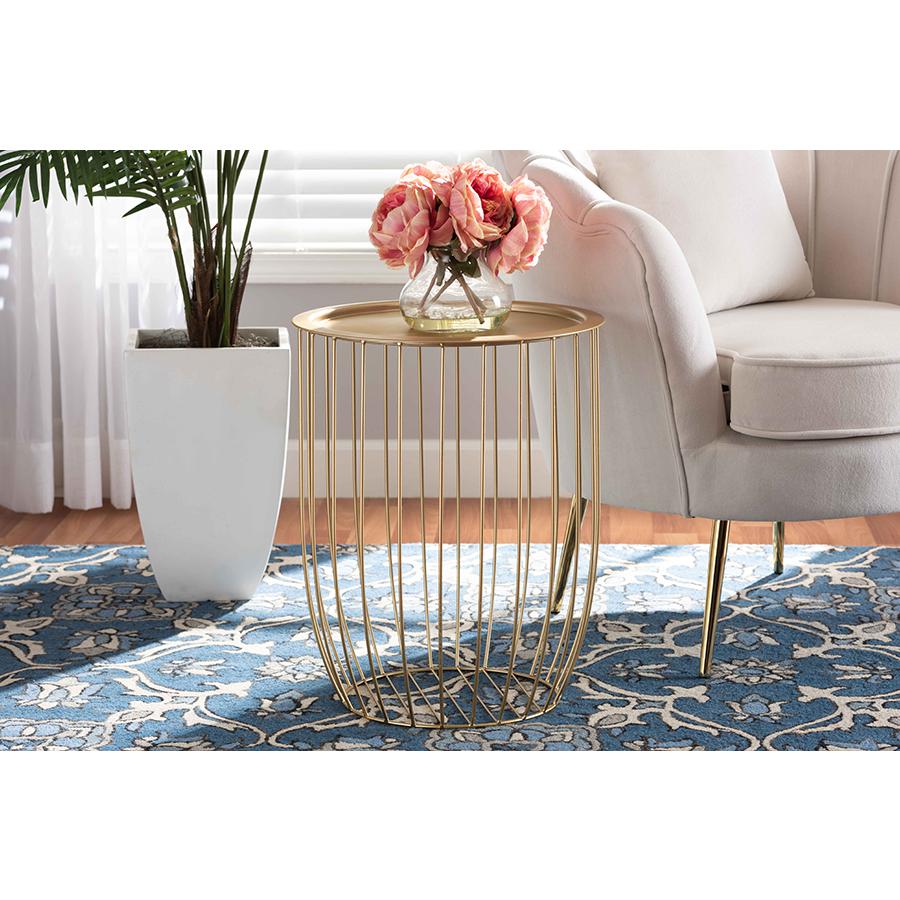 Baxton Studio Mabon Modern and Contemporary Gold Finished Metal End Table | End Tables | Modishstore