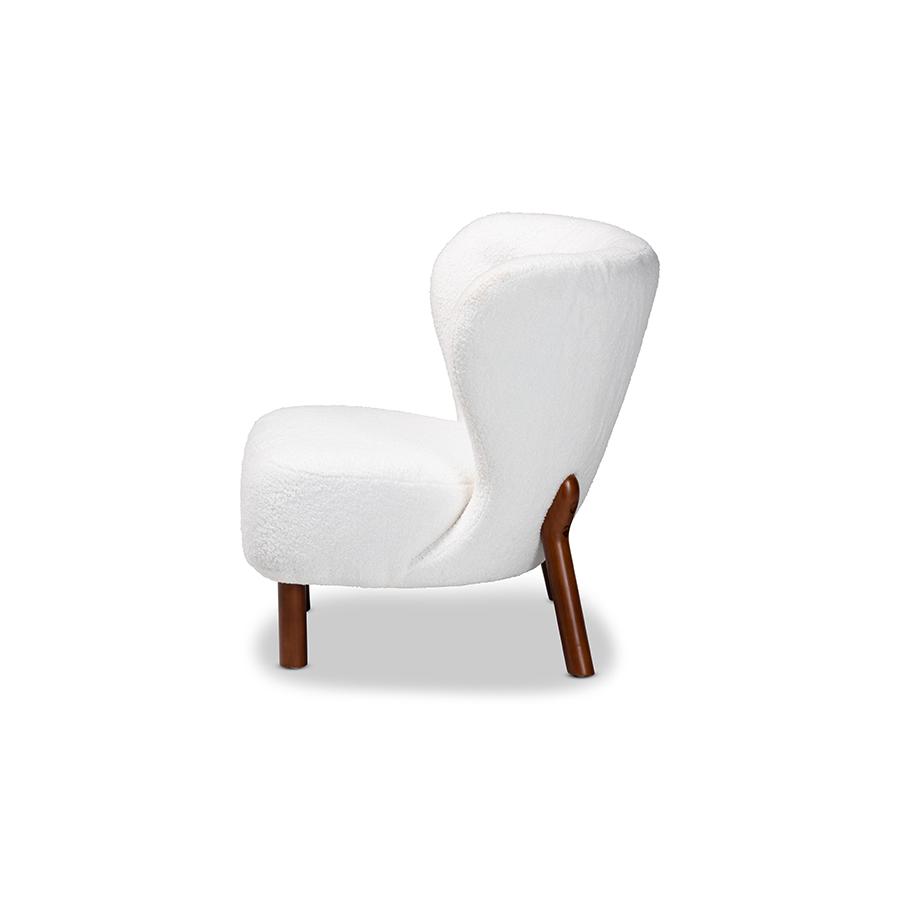 Baxton Studio Cabrera Modern and Contemporary White Boucle Upholstered and Walnut Brown Finished Wood Accent Chair | Accent Chairs | Modishstore - 3