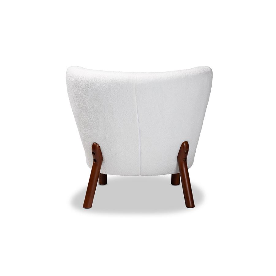 Baxton Studio Cabrera Modern and Contemporary White Boucle Upholstered and Walnut Brown Finished Wood Accent Chair | Accent Chairs | Modishstore - 4