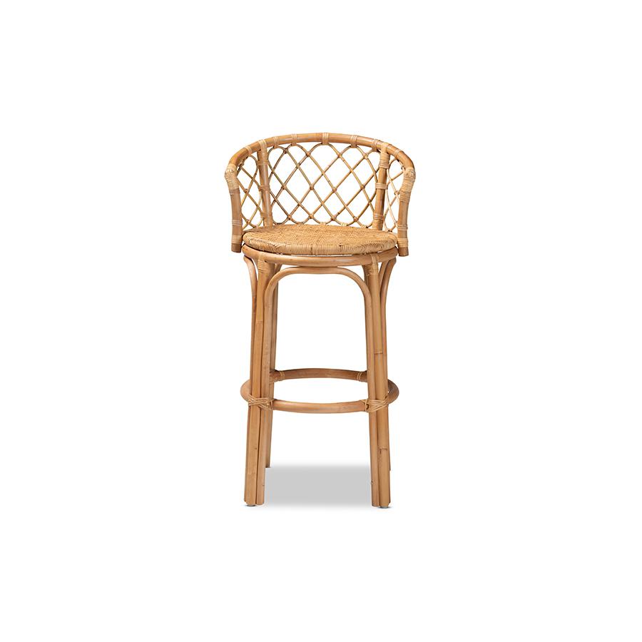 Baxton Studio Orchard Modern Bohemian Natural Brown Rattan Bar Stool | Bar Stools | Modishstore - 3