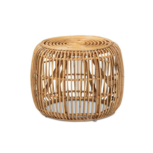 Baxton Studio Maverick Modern Bohemian Natural Brown Rattan End table | End Tables | Modishstore