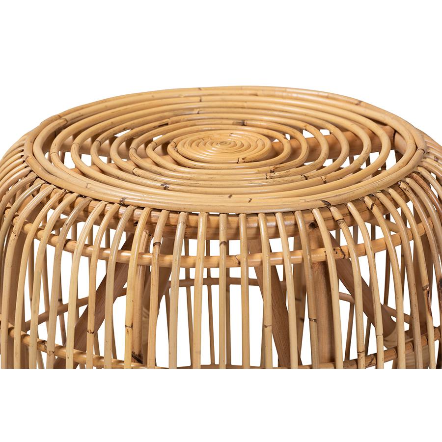 Baxton Studio Maverick Modern Bohemian Natural Brown Rattan End table | End Tables | Modishstore - 3