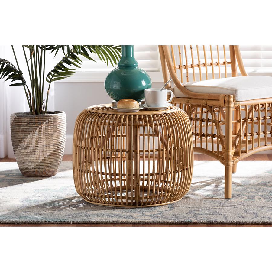 Baxton Studio Maverick Modern Bohemian Natural Brown Rattan End table | End Tables | Modishstore - 2