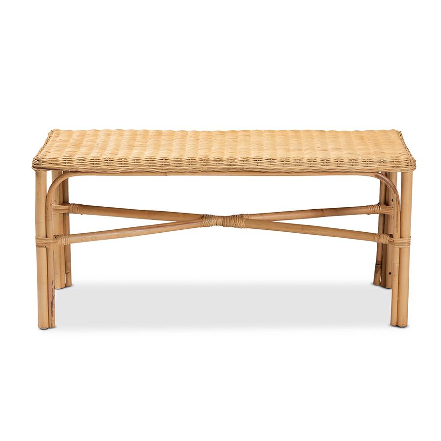 Baxton Studio Cacaban Modern Bohemian Natural Brown Rattan Accent Bench | Benches | Modishstore - 2