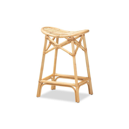 Baxton Studio Elgon Modern Bohemian Natural Brown Rattan Counter Stool | Counter Stools | Modishstore