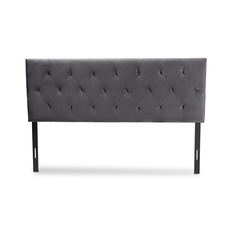 Baxton Studio Felix Modern and Contemporary Grey Velvet Fabric Upholstered Queen Size Headboard | Headboards | Modishstore - 2