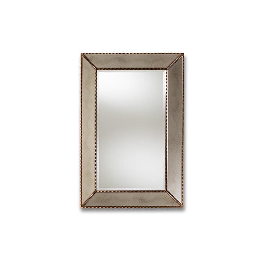 Baxton Studio Neva Modern and Contemporary Antique Gold Finished Rectangular Accent Wall Mirror | Mirrors | Modishstore - 4