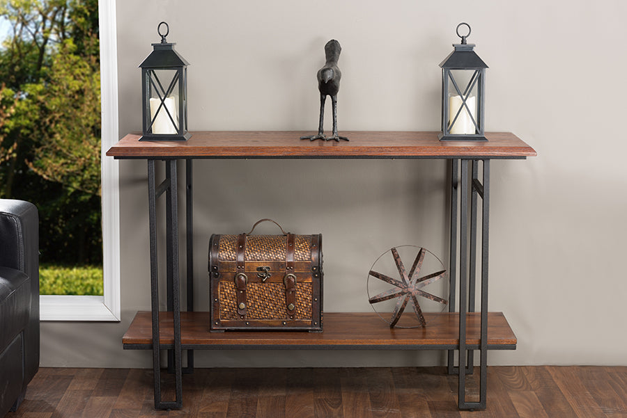 Baxton Studio Newcastle Wood and Metal Console Table | Coffee Tables | Modishstore - 4