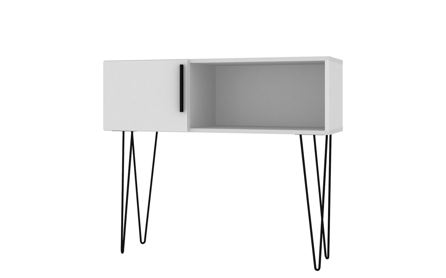 Manhattan Comfort Mid-Century - Modern Nolita 35.43" Entryway with 3 Shelves in White | Console Tables | Modishstore-2