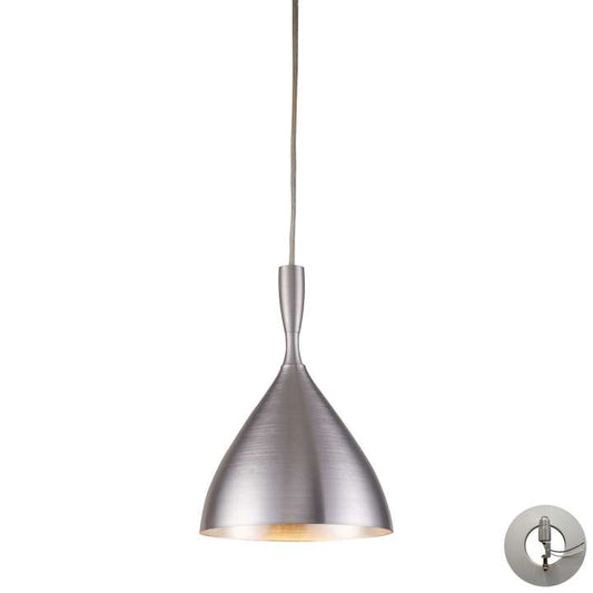 Spun Aluminum 1-Light Mini Pendant in Aluminum with Matching Shade - Includes Adapter Kit | Pendant Lamps | Modishstore