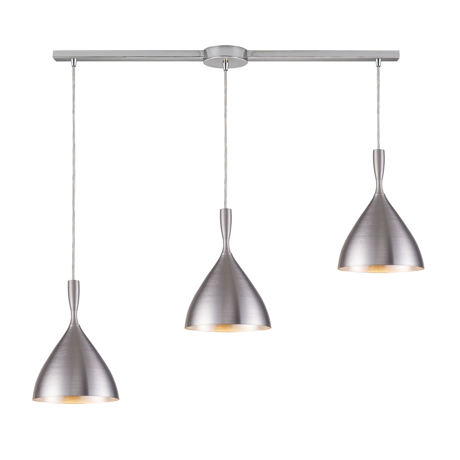 Spun Aluminum 3-Light Linear Pendant Fixture in Aluminum with Matching Shade ELK Lighting | Pendant Lamps | Modishstore