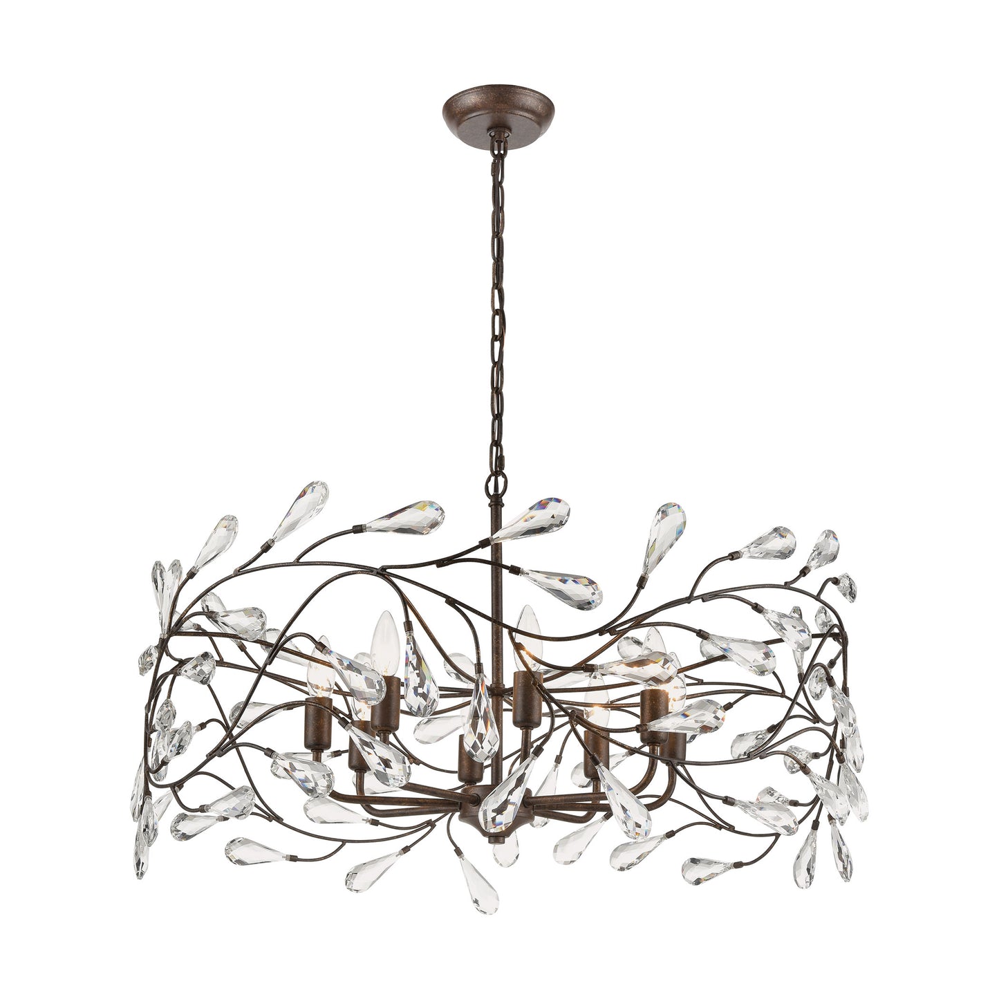 Crislett 8-Light Chandelier in Sunglow Bronze with Clear Crystal ELK Lighting | Chandeliers | Modishstore